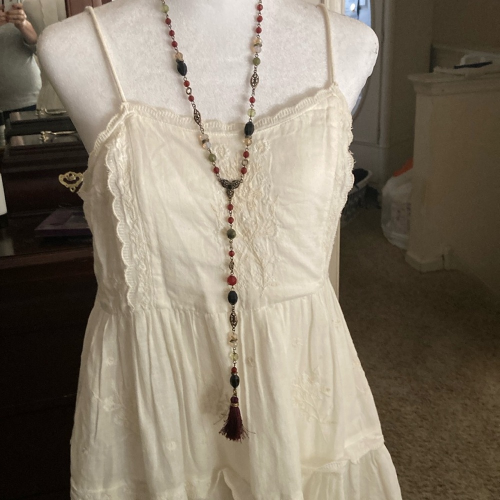 CHICO’S Multi Bead and Metal Necklace with Tassel